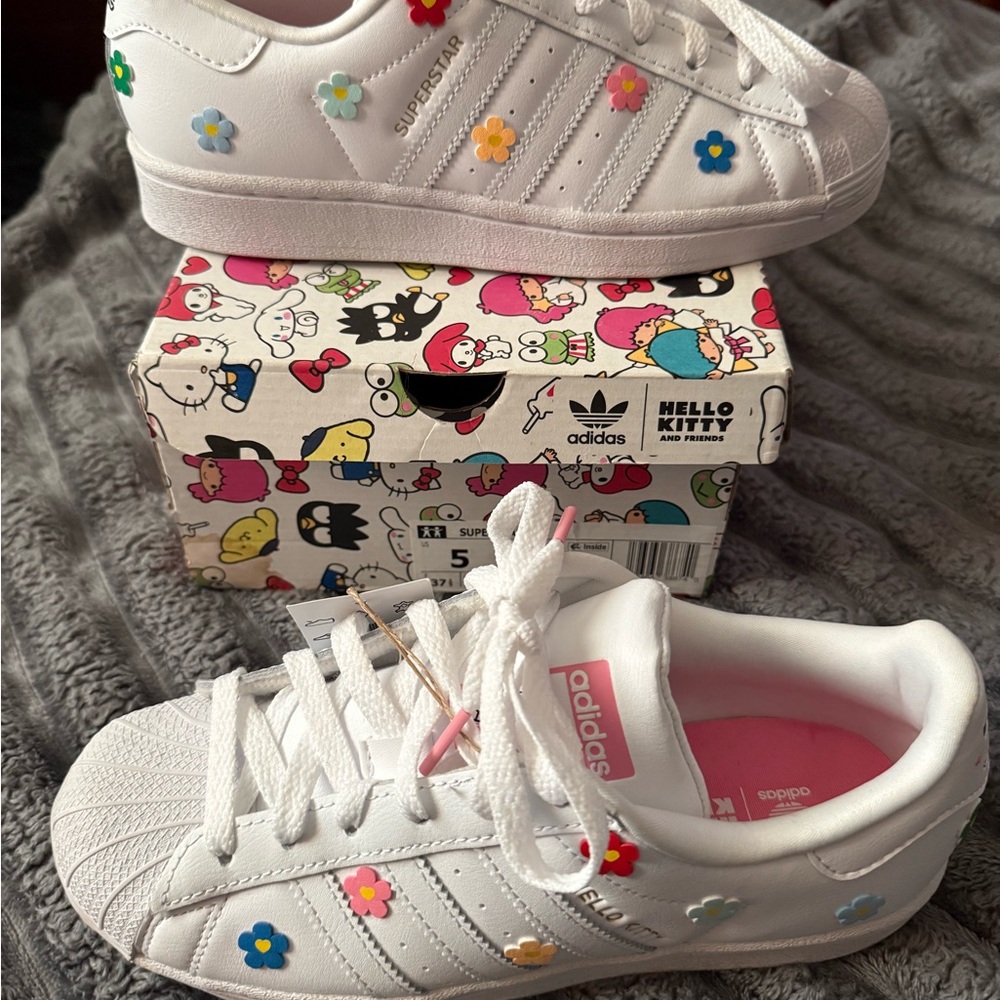 Adidas White Sneakers with Colorful Floral Accents